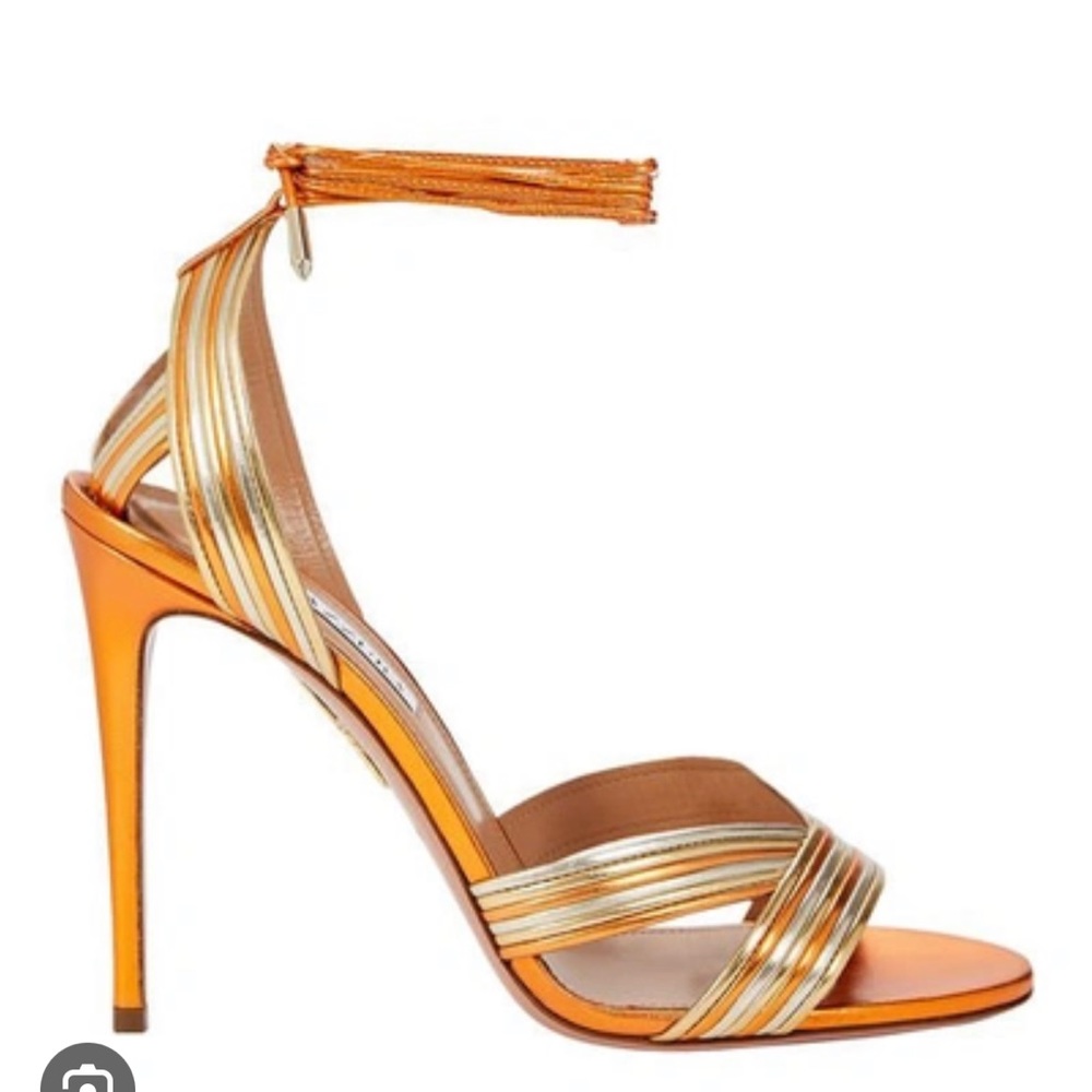 Aquazurra Ari 105 Metallic Leather Sandals